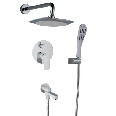 Вбудована душова система GAPPO G7148-8, вилив - перемикач на лійку, 3-функції, білий/хром Вбудована душова система GAPPO G7148-8, вилив - перемикач на лійку, 3-функції, білий/хром