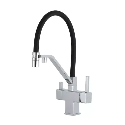 G4395-60 кухня під осмос одноваж. вис. силікон. вилив лат. шпилька карт. 90° Ø35 (хром/чорний) {8/1}