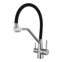 INX4A-08B кухня пiд осмос однов. гнуч. силiкон. вилив нерж сталь гайка ?35 (сатин) {10/1}