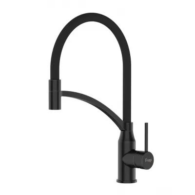 Змішувач для кухні Frap F4552-6 з гнучким виливом, чорний Змішувач для кухні Frap F4552-6 з гнучким виливом, чорний