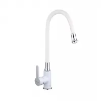 Змішувач для кухні Frap F4041 з гнучким виливом, білий/хром