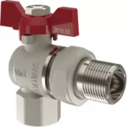 Кран кульовий з американкою кутовий V&G Optima    3/4"ВЗ (червоний метелик) {12}