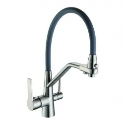 Змішувач для кухні на дві води Frap F4374-5, сатин/сірий Змішувач для кухні на дві води Frap F4374-5, сатин/сірий