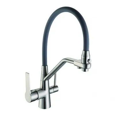 Змішувач для кухні на дві води Frap F4374-5, сатин/сірий Змішувач для кухні на дві води Frap F4374-5, сатин/сірий