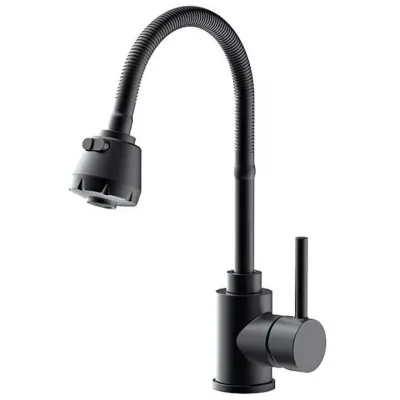 Змішувач для кухні Frap F40993-6 з гнучким виливом, 2 режими, чорний