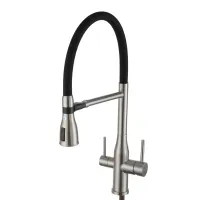 G4399-75 кухня під осмос одноваж. вис. силікон. вилив нерж. сталь гайка Ø35 (сатин/чорний) {8/1}