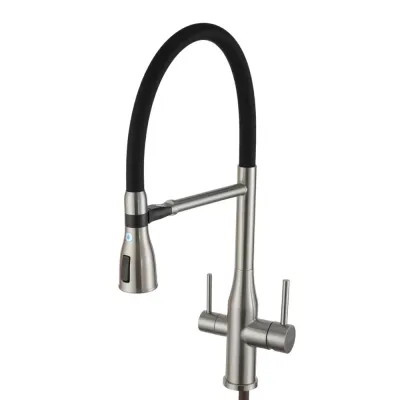 G4399-75 кухня під осмос одноваж. вис. силікон. вилив нерж. сталь гайка Ø35 (сатин/чорний) {8/1} G4399-75 кухня під осмос одноваж. вис. силікон. вилив нерж. сталь гайка Ø35 (сатин/чорний) {8/1}