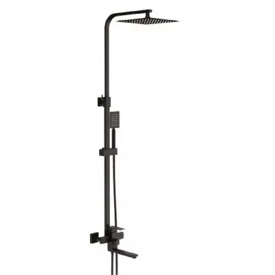 Душева система Frap F24802-6, вилив - перемикач на лійку, 1 режим, чорний