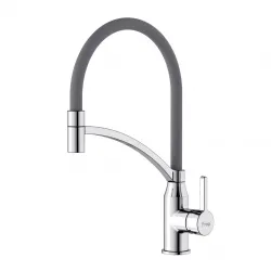 Змішувач для кухні Frap F4552 з гнучким виливом, сірий/хром Змішувач для кухні Frap F4552 з гнучким виливом, сірий/хром