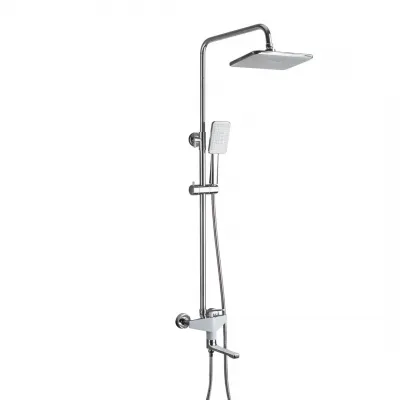 Душева система Frap F2458, поворотний вилив - перемикач на лійку/душ, 3 режими, білий/хром Душева система Frap F2458, поворотний вилив - перемикач на лійку/душ, 3 режими, білий/хром