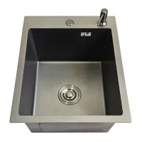 ID 4050-MGR мийка одинар.400x500x215мм (3.0/0.8мм) сифон, дозатор, кошик PVD GRAPHITE matte {1/1}