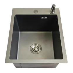 ID 4050-MGR мийка одинар.400x500x215мм (3.0/0.8мм) сифон, дозатор, кошик PVD GRAPHITE matte {1/1}