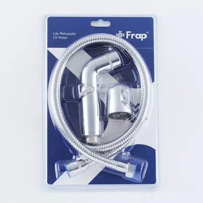 F021 комплект лійка гігієнічна (регул. тиску) + шланг та кронштейн блістер (хром) {30/1}