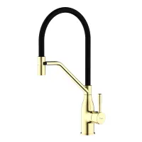 F4497-3 кухня одноваж. силікон. вилив лат. корп. гайка карт.90° Ø35 (сатин золотой) {10/1}