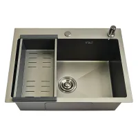 ID 6045-MGR мийка одинар.600x450x215мм,(3.0/0.8мм), сифон, дозатор, кошик PVD GRAPHITE matte {1/1}