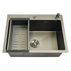 ID 6045-MGR мийка одинар.600x450x215мм,(3.0/0.8мм), сифон, дозатор, кошик PVD GRAPHITE matte {1/1}