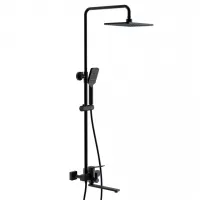 Душева система Frap F2462, поворотний вилив - перемикач на лійку, 3 режими, чорний Душева система Frap F2462, поворотний вилив - перемикач на лійку, 3 режими, чорний