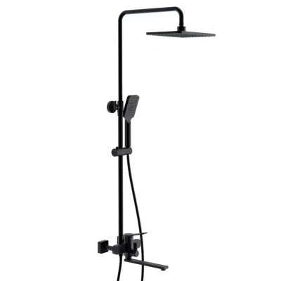 Душева система Frap F2462, поворотний вилив - перемикач на лійку, 3 режими, чорний Душева система Frap F2462, поворотний вилив - перемикач на лійку, 3 режими, чорний