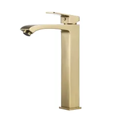 F1076-23 умивальник вис. одноваж. литий вилив лат. корпус гайка ?35 (сатин золотий) {10/1}