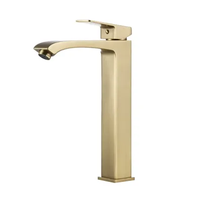 F1076-23 умивальник вис. одноваж. литий вилив лат. корпус гайка ?35 (сатин золотий) {10/1}