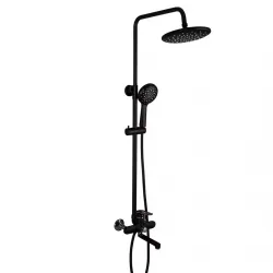 Душева система Frap F2449-6, поворотний вилив - перемикач на лійку, 3 режими, чорний/хром Душева система Frap F2449-6, поворотний вилив - перемикач на лійку, 3 режими, чорний/хром