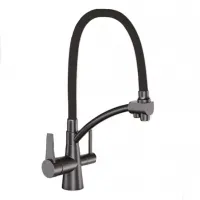 Змішувач для кухні на дві води GAPPO G4398-19 з гнучким виливом, збройова сталь Змішувач для кухні на дві води GAPPO G4398-19 з гнучким виливом, збройова сталь