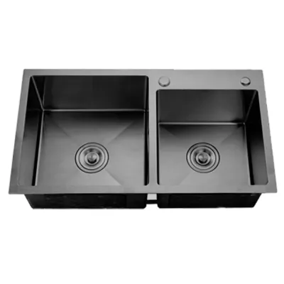 ID 7541-B мийка подвійн.750x410x215мм,  (3.0/0.8), сифон, дозатор  кошик, PVD Black {1/1}