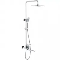 Душева система Frap F2461, поворотний вилив - перемикач на лійку, 3 режими, білий/хром Душева система Frap F2461, поворотний вилив - перемикач на лійку, 3 режими, білий/хром