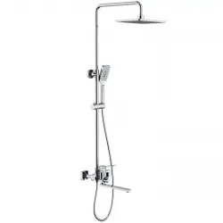 Душева система Frap F2461, поворотний вилив - перемикач на лійку, 3 режими, білий/хром Душева система Frap F2461, поворотний вилив - перемикач на лійку, 3 режими, білий/хром