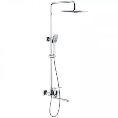 Душева система Frap F2461, поворотний вилив - перемикач на лійку, 3 режими, білий/хром Душева система Frap F2461, поворотний вилив - перемикач на лійку, 3 режими, білий/хром