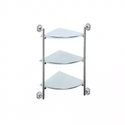 Скляна полиця кутова Frap F1907-3, 3-х ярусна, 290х290 мм
