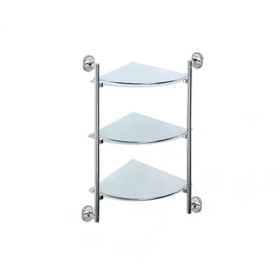 Скляна полиця кутова Frap F1907-3, 3-х ярусна, 290х290 мм