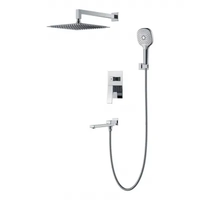 Вбудована душова система FAOP A7109, вилив - перемикач на лійку, 3-режими, хром