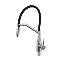 G4098-15 кухня одноваж. вис. вилив нерж. сталь гайка Ø35 (сатин/чорний) {8/1}