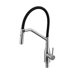 G4098-15 кухня одноваж. вис. вилив нерж. сталь гайка Ø35 (сатин/чорний) {8/1}