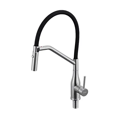 G4098-15 кухня одноваж. вис. вилив нерж. сталь гайка Ø35 (сатин/чорний) {8/1}