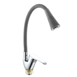 VRL417G-04 кухня одноваж. силіконовий вилив сплав гайка ?35 (хром/сірий) {10/1}