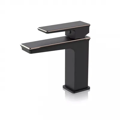 Змішувач для раковини FAOP A1006-6, чорний-золото.