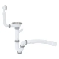 P1112 кухня 3 1/2*40, різьб.випуск, прямий з ревізією+пралка, універсал. перелив+гофра {27}