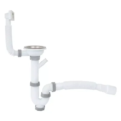 P1112 кухня 3 1/2*40, різьб.випуск, прямий з ревізією+пралка, універсал. перелив+гофра {27}