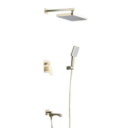 F7176-3 душ. система вбудована 3х функц. одноваж. вилив-перимикач лат. ?35 (сатин золотий) {4/1}