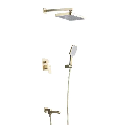 F7176-3 душ. система вбудована 3х функц. одноваж. вилив-перимикач лат. ?35 (сатин золотий) {4/1}