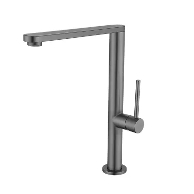 EKO4G-01 GUNGREY  кухня одноваж. вис. поворот. вилив нерж. сталь гайка Ø25 (гангрей)**{10/1}