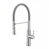 Змішувач для кухні Frap F4452-6 з гнучким виливом, 2 режими, сірий/хром