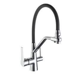 Змішувач для кухні на дві води Frap F4374, сірий/хром Змішувач для кухні на дві води Frap F4374, сірий/хром