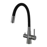 INX4C-08-GUNGREY кухня пiд осмос одноваж. гнуч.силiкон. вилив нерж сталь гайка ?35 {10/1}