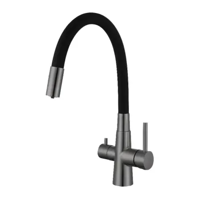 INX4C-08-GUNGREY кухня пiд осмос одноваж. гнуч.силiкон. вилив нерж сталь гайка ?35 {10/1}