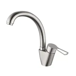 KIT4A-16 кухня одноваж. повортн.  вилив  вухо нерж гайка Ø35 (сатин) {10/1}