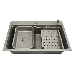 ID 7546-G мийка 750x460x215мм,(3.0/0.8мм),сифон. дозат. 2 кошика PVD Grey {1/1}