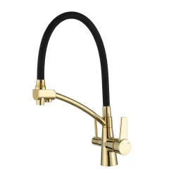 G4398-13 кухня під осмос одноваж. вис. силікон. вилив лат. шпилька Ø35 (золото/чорн.) {8/1}